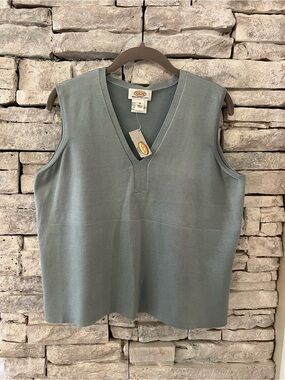 Talbots Silk Blend Sleeveless V-Neck Knit Tank Top Womens Size 1X Petite